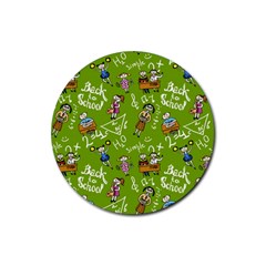 Seamless Pattern With Kids Rubber Coaster (round) by Pakemis