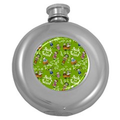 Seamless Pattern With Kids Round Hip Flask (5 Oz) by Pakemis