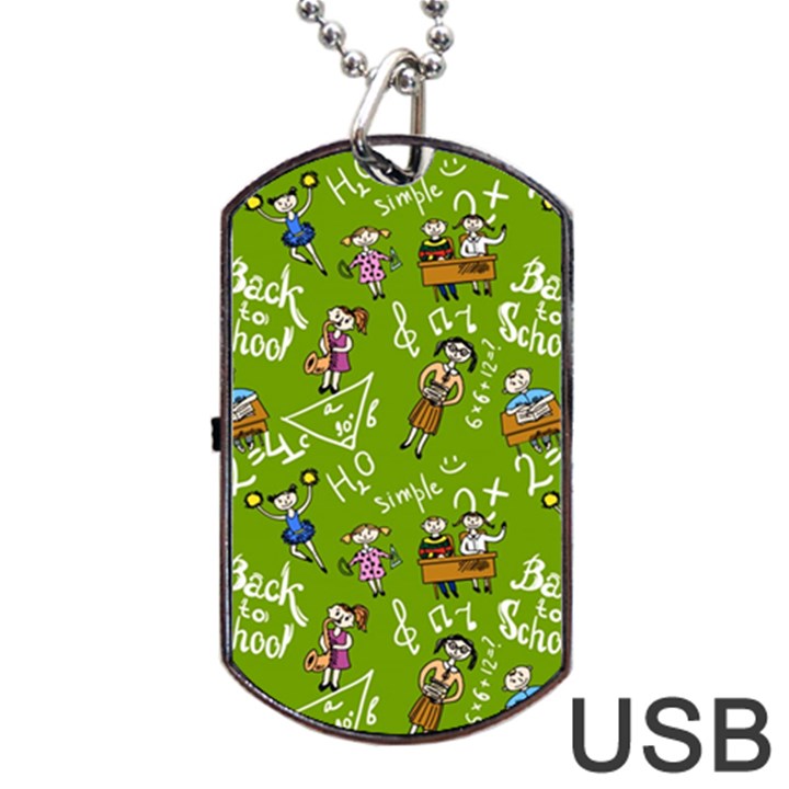 Seamless Pattern With Kids Dog Tag USB Flash (Two Sides)