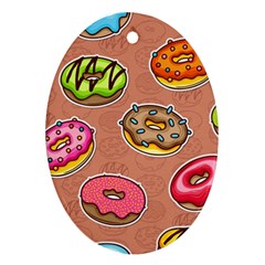 Doughnut Doodle Colorful Seamless Pattern Oval Ornament (two Sides) by Pakemis