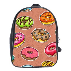 Doughnut Doodle Colorful Seamless Pattern School Bag (xl) by Pakemis