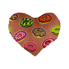 Doughnut Doodle Colorful Seamless Pattern Standard 16  Premium Flano Heart Shape Cushions by Pakemis