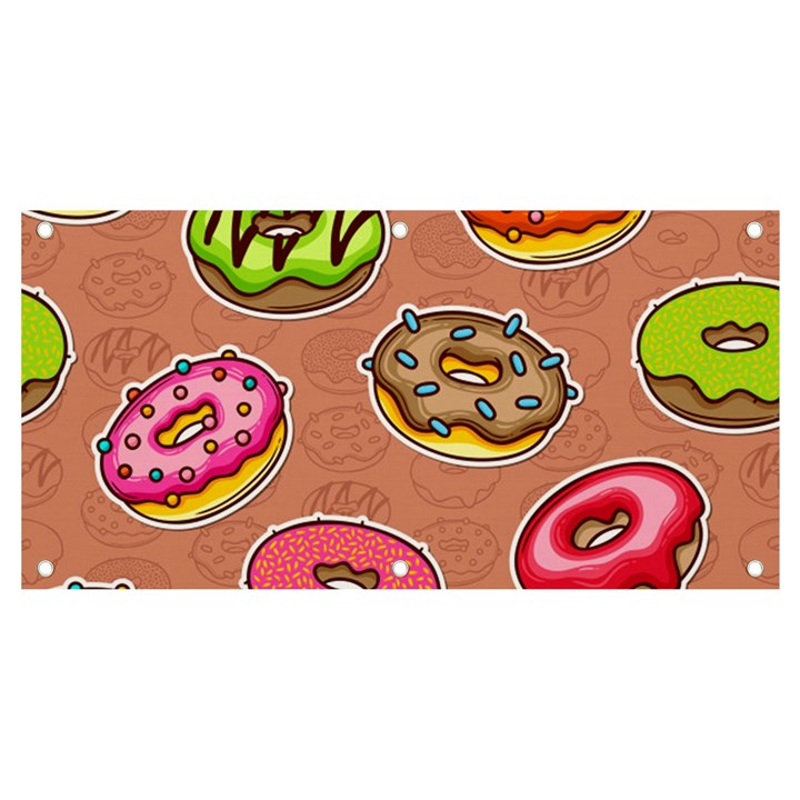 Doughnut Doodle Colorful Seamless Pattern Banner and Sign 4  x 2 