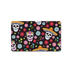 Day Dead Skull With Floral Ornament Flower Seamless Pattern Magnet (name Card) by Pakemis