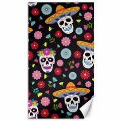 Day Dead Skull With Floral Ornament Flower Seamless Pattern Canvas 40  X 72  by Pakemis