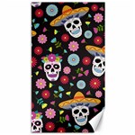 Day Dead Skull With Floral Ornament Flower Seamless Pattern Canvas 40  x 72  39.28 x69.23  Canvas - 1