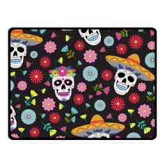 Day Dead Skull With Floral Ornament Flower Seamless Pattern Fleece Blanket (small) by Pakemis