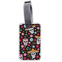 Day Dead Skull With Floral Ornament Flower Seamless Pattern Luggage Tag (one Side) by Pakemis