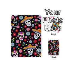 Day Dead Skull With Floral Ornament Flower Seamless Pattern Playing Cards 54 Designs (mini) by Pakemis