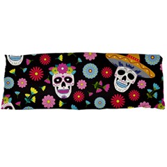 Day Dead Skull With Floral Ornament Flower Seamless Pattern Body Pillow Case Dakimakura (two Sides) by Pakemis