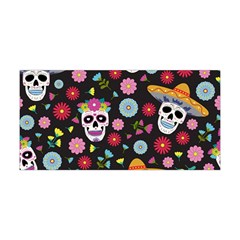 Day Dead Skull With Floral Ornament Flower Seamless Pattern Yoga Headband by Pakemis