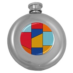 Dotted Colors Background Pop Art Style Vector Round Hip Flask (5 Oz)