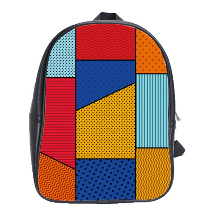 Dotted Colors Background Pop Art Style Vector School Bag (Large)