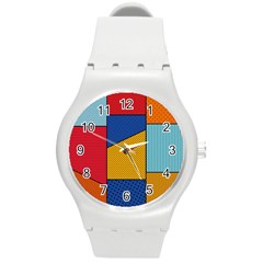 Dotted Colors Background Pop Art Style Vector Round Plastic Sport Watch (m)