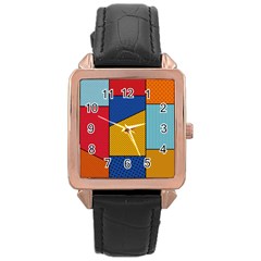 Dotted Colors Background Pop Art Style Vector Rose Gold Leather Watch  by Pakemis