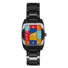 Dotted Colors Background Pop Art Style Vector Stainless Steel Barrel Watch