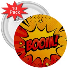 Explosion Boom Pop Art Style 3  Buttons (10 Pack)  by Pakemis