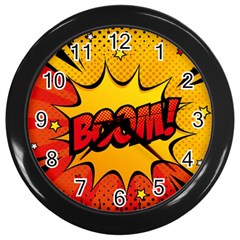 Explosion Boom Pop Art Style Wall Clock (black) by Pakemis