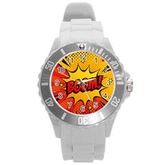 Explosion Boom Pop Art Style Round Plastic Sport Watch (l) by Pakemis