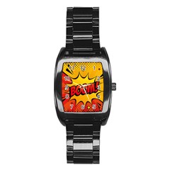 Explosion Boom Pop Art Style Stainless Steel Barrel Watch by Pakemis