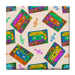 Seamless Pattern With Colorfu Cassettes Hippie Style Doodle Musical Texture Wrapping Fabric Vector Tile Coaster