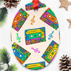 Seamless Pattern With Colorfu Cassettes Hippie Style Doodle Musical Texture Wrapping Fabric Vector Ornament (Oval)