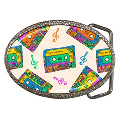 Seamless Pattern With Colorfu Cassettes Hippie Style Doodle Musical Texture Wrapping Fabric Vector Belt Buckles by Pakemis