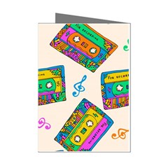 Seamless Pattern With Colorfu Cassettes Hippie Style Doodle Musical Texture Wrapping Fabric Vector Mini Greeting Cards (pkg Of 8)