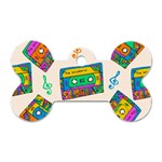 Seamless Pattern With Colorfu Cassettes Hippie Style Doodle Musical Texture Wrapping Fabric Vector Dog Tag Bone (Two Sides) Front