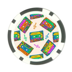 Seamless Pattern With Colorfu Cassettes Hippie Style Doodle Musical Texture Wrapping Fabric Vector Poker Chip Card Guard