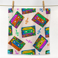 Seamless Pattern With Colorfu Cassettes Hippie Style Doodle Musical Texture Wrapping Fabric Vector Face Towel by Pakemis