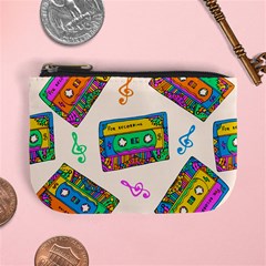 Seamless Pattern With Colorfu Cassettes Hippie Style Doodle Musical Texture Wrapping Fabric Vector Mini Coin Purse by Pakemis