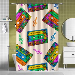 Seamless Pattern With Colorfu Cassettes Hippie Style Doodle Musical Texture Wrapping Fabric Vector Shower Curtain 48  x 72  (Small) 