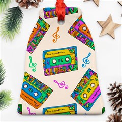 Seamless Pattern With Colorfu Cassettes Hippie Style Doodle Musical Texture Wrapping Fabric Vector Ornament (Bell)