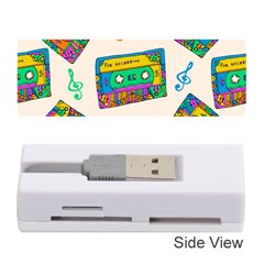 Seamless Pattern With Colorfu Cassettes Hippie Style Doodle Musical Texture Wrapping Fabric Vector Memory Card Reader (Stick)