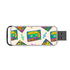 Seamless Pattern With Colorfu Cassettes Hippie Style Doodle Musical Texture Wrapping Fabric Vector Portable USB Flash (Two Sides)