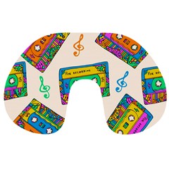 Seamless Pattern With Colorfu Cassettes Hippie Style Doodle Musical Texture Wrapping Fabric Vector Travel Neck Pillow