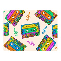 Seamless Pattern With Colorfu Cassettes Hippie Style Doodle Musical Texture Wrapping Fabric Vector Double Sided Flano Blanket (Mini)