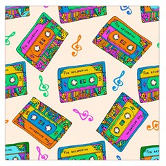 Seamless Pattern With Colorfu Cassettes Hippie Style Doodle Musical Texture Wrapping Fabric Vector Square Satin Scarf (36  X 36 ) by Pakemis