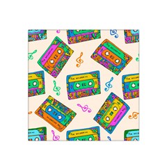 Seamless Pattern With Colorfu Cassettes Hippie Style Doodle Musical Texture Wrapping Fabric Vector Satin Bandana Scarf 22  x 22 