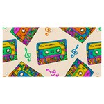 Seamless Pattern With Colorfu Cassettes Hippie Style Doodle Musical Texture Wrapping Fabric Vector Banner and Sign 6  x 3  Front