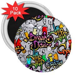 Hip Hop Background 3  Magnets (10 Pack)  by Pakemis