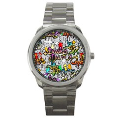 Hip Hop Background Sport Metal Watch by Pakemis