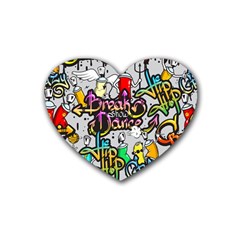 Hip Hop Background Rubber Coaster (heart) by Pakemis