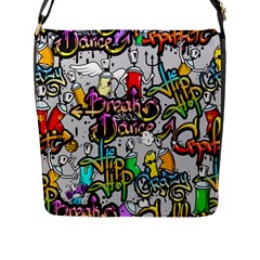 Hip Hop Background Flap Closure Messenger Bag (l) by Pakemis