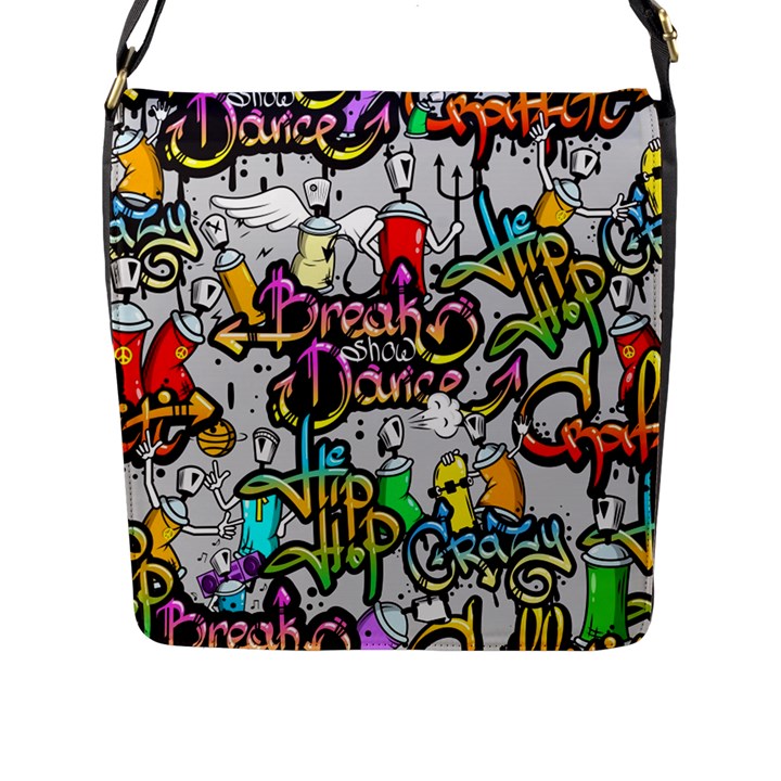 Hip Hop Background Flap Closure Messenger Bag (L)