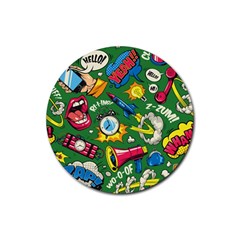 Pop Art Colorful Seamless Pattern Rubber Coaster (round) by Pakemis