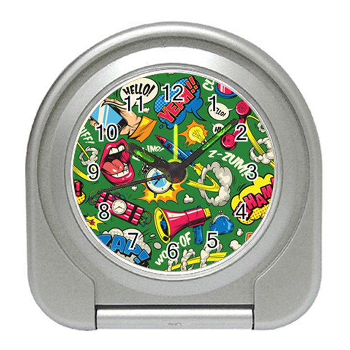 Pop Art Colorful Seamless Pattern Travel Alarm Clock