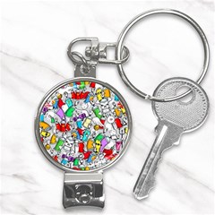 Graffit Characters Seamless Pattern Art Nail Clippers Key Chain