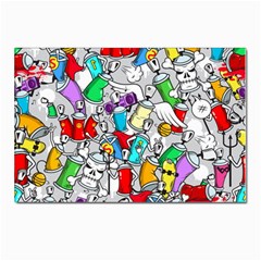 Graffit Characters Seamless Pattern Art Postcards 5  X 7  (pkg Of 10)